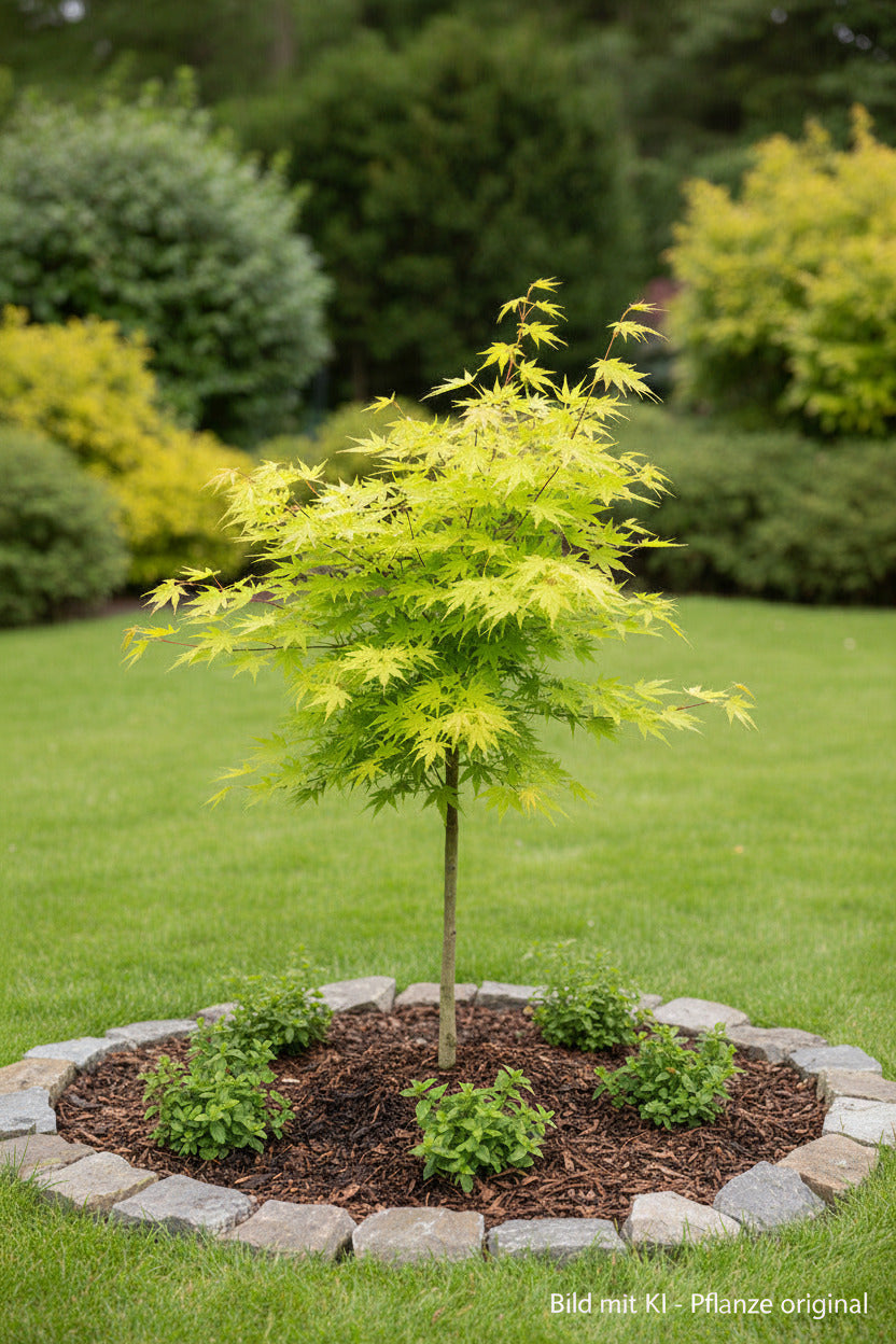Acer shirasawanum 'Jordan' 130–140 cm | Japanischer Gold-Ahorn auf Stamm 80 cm | Winterharter Fächerahorn