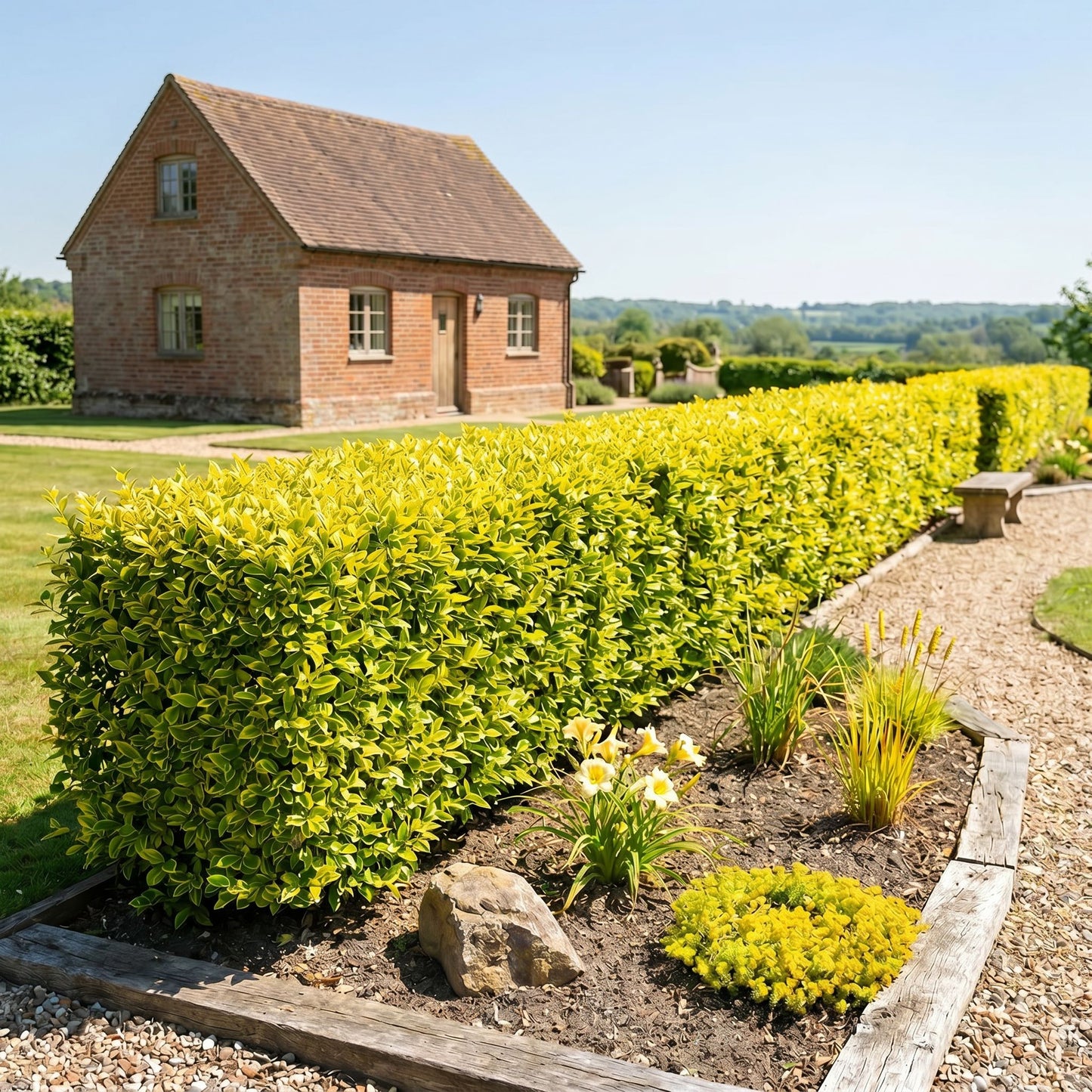 Goldliguster Heckenpflanzen Set | Ligustrum ovalifolium Aureum | 20 Pflanzen | 40-50 cm