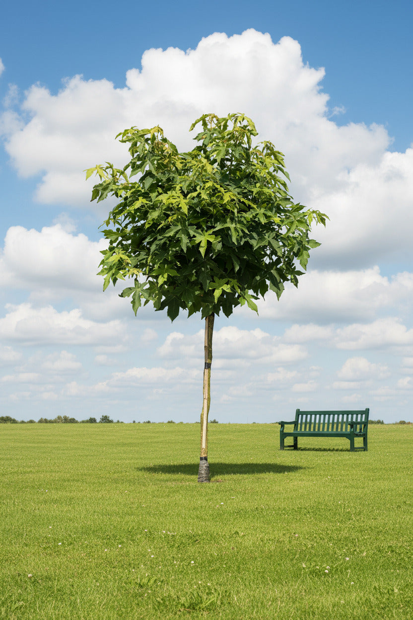 Liquidambar styraciflua „Gumball“ – Kugel-Amberbaum Hochstamm 170–180 cm | Stammhöhe 120 cm | Winterhart